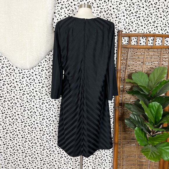 Lane Bryant | 60s Vintage First Lady Black Striped Bow Plus Size Shift Dress 14 - Picture 8 of 11